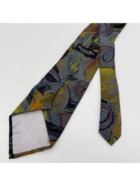Vintage Christian Dior Monsieur Abstract Floral Silk Necktie Canada Made Luxury